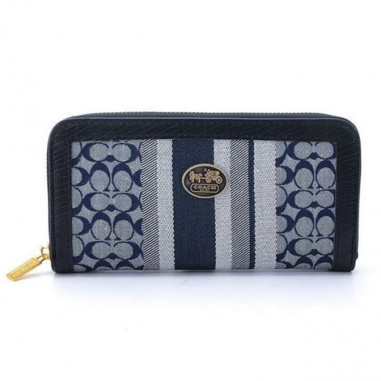 Coach Legacy Accordion Zip In Signature Large Navy Grey Wallets EGP | Coach Outlet Canada - Click Image to Close